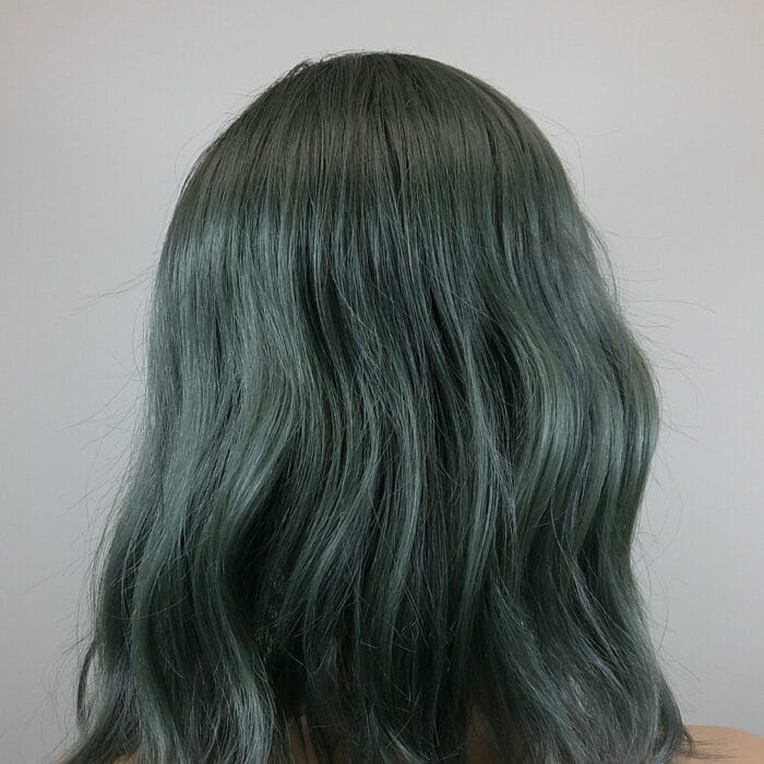 Daniela - Dark Mint Green Medium Length Synthetic Wig - Image 2